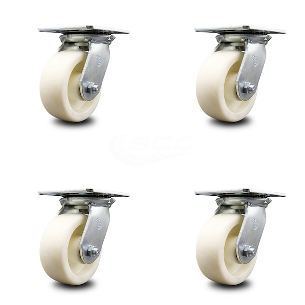 Service Caster 5 Inch Heavy Duty Nylon Caster Set with Roller Bearings, 4PK SCC-35S520-NYR-4 - main
